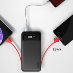 DUDAO K1A USB Power Bank 10000mAh + kábel Lightning / USB-C / Micro USB 3A, biely