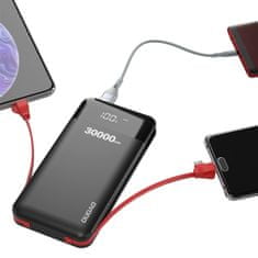 DUDAO K1Max Power Bank 30000mAh 2x USB + kábel Lightning / USB-C / Micro USB, biely