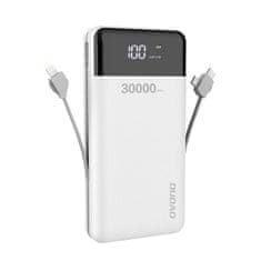 DUDAO K1Max Power Bank 30000mAh 2x USB + kábel Lightning / USB-C / Micro USB, biely