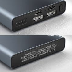 DUDAO K5Pro Power Bank 10000mAh 2x USB, strieborný