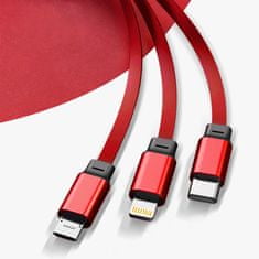 DUDAO L8H 3in1 kábel USB - USB-C / Micro USB / Lightning 2.4A 1.1m, čierny