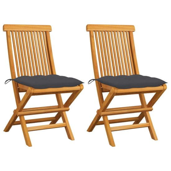Vidaxl Záhradné stoličky s antracitovými podložkami 2 ks tíkový masív
