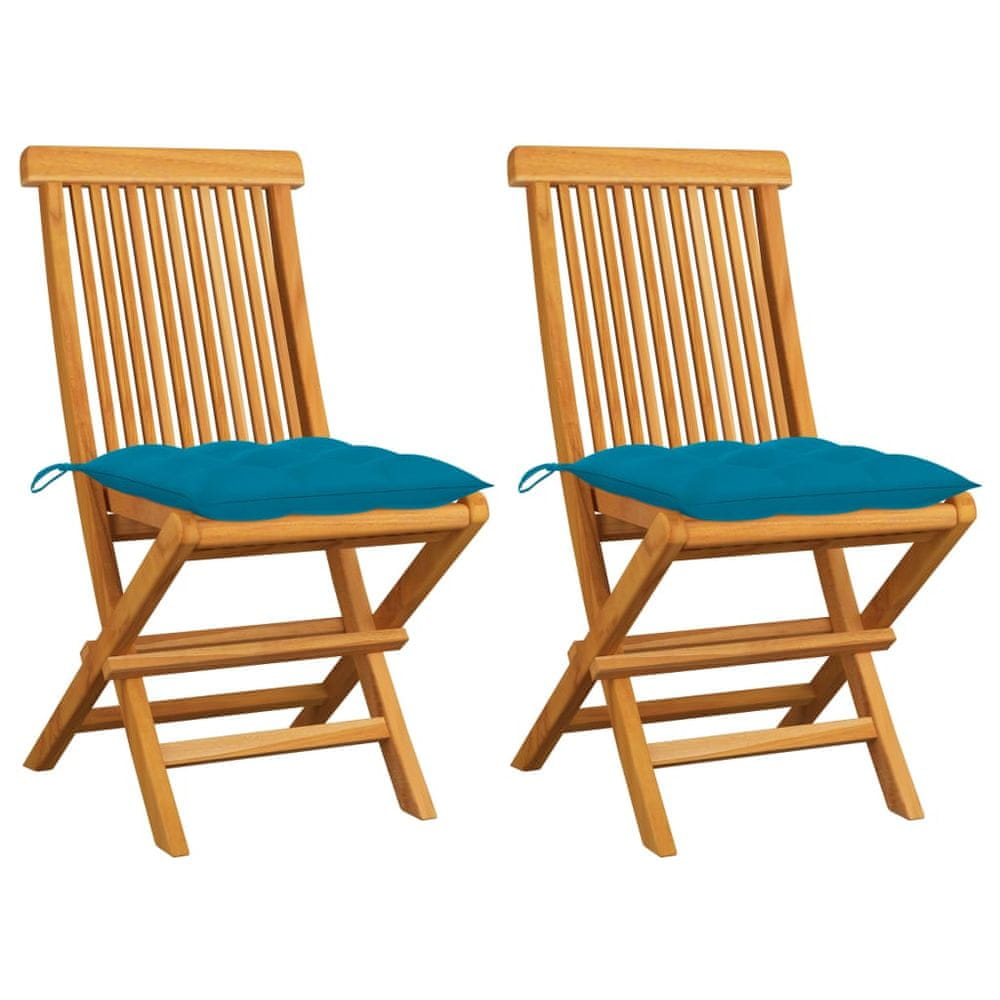 Petromila vidaXL Záhradné stoličky s bledomodrými podložkami 2 ks tíkový masív