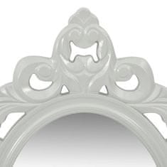 Vidaxl Nástenná polica na kľúče a šperky so zrkadlom a háčikmi, sivá