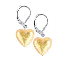 Lampglas Žiarivé náušnice Golden Heart s 24-karátovým zlatom v perlách Lampglas ELH24