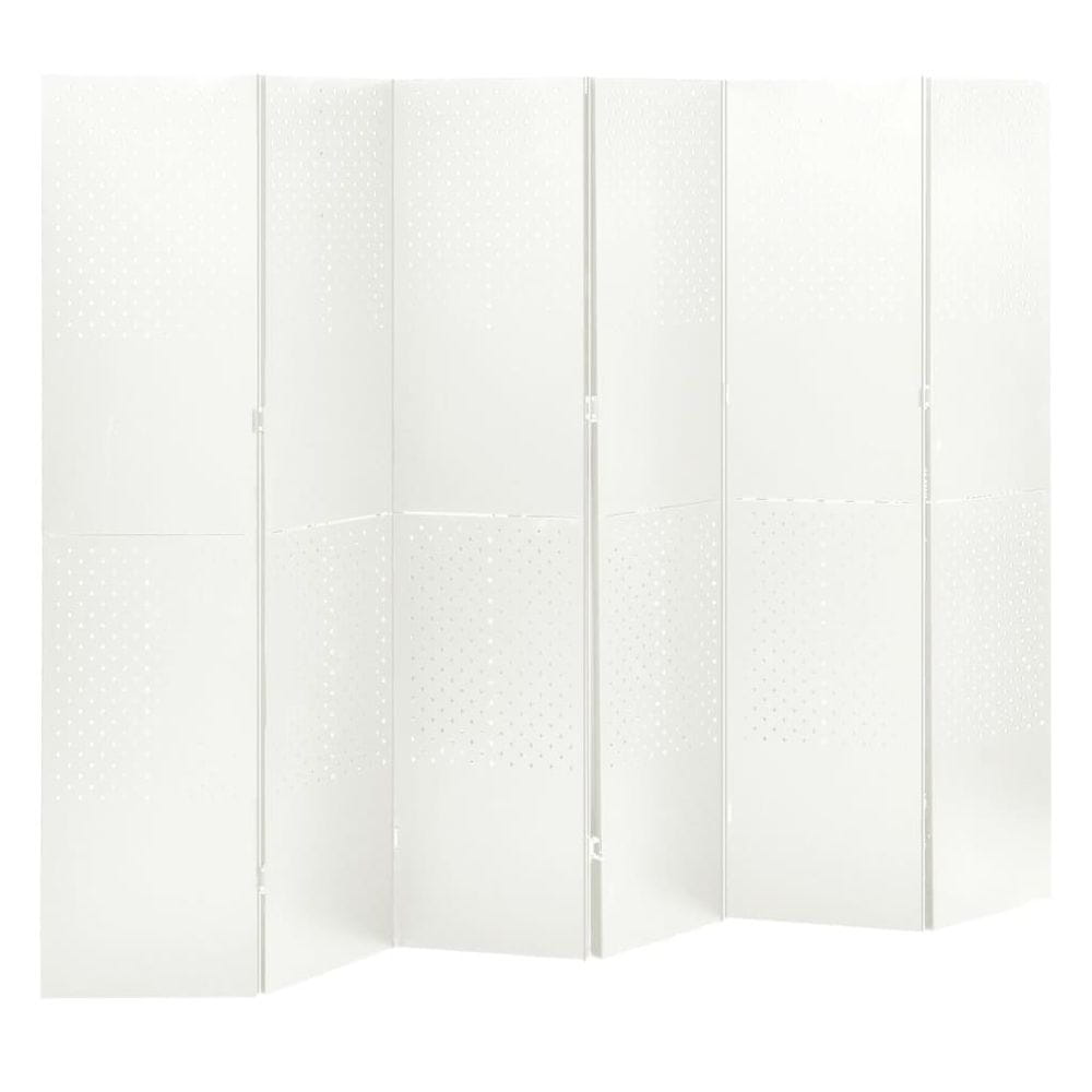 Vidaxl Paraván so 6 panelmi, biely 240x180 cm oceľ