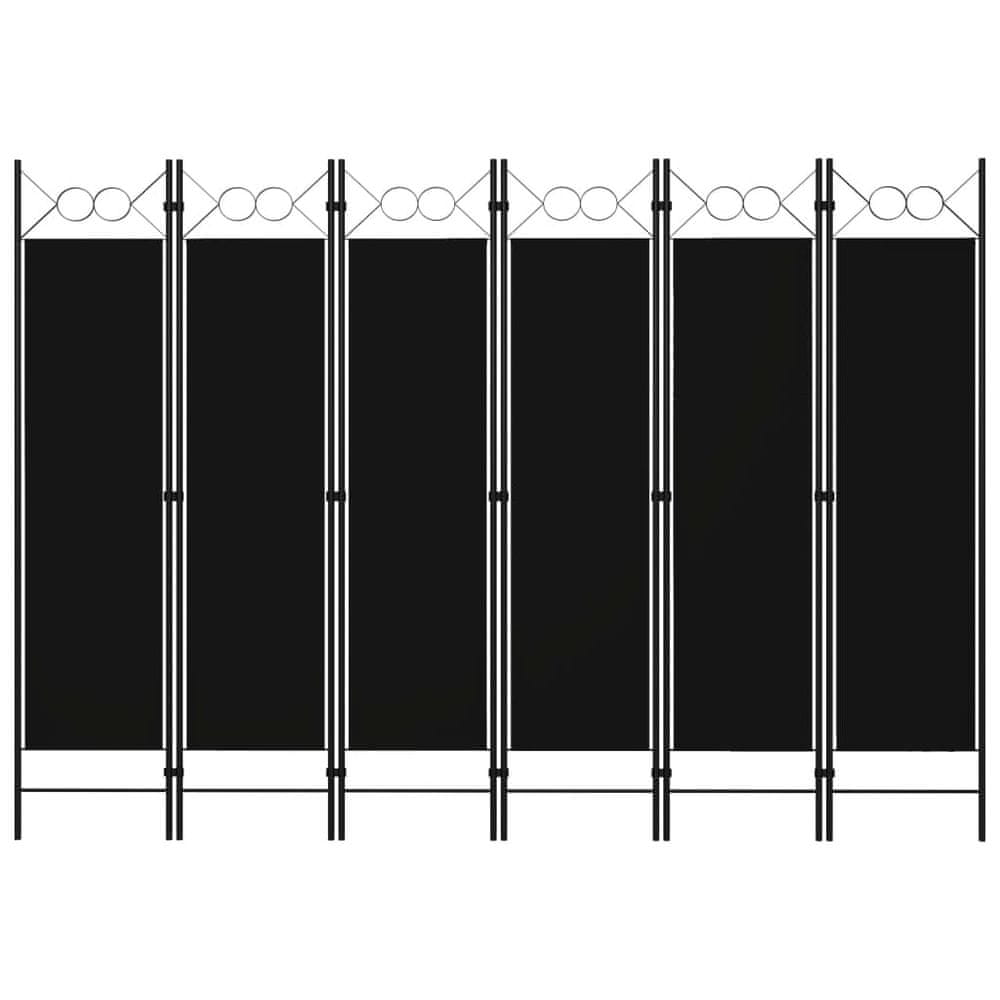 Vidaxl Paraván so 6 panelmi, čierny 240x180 cm