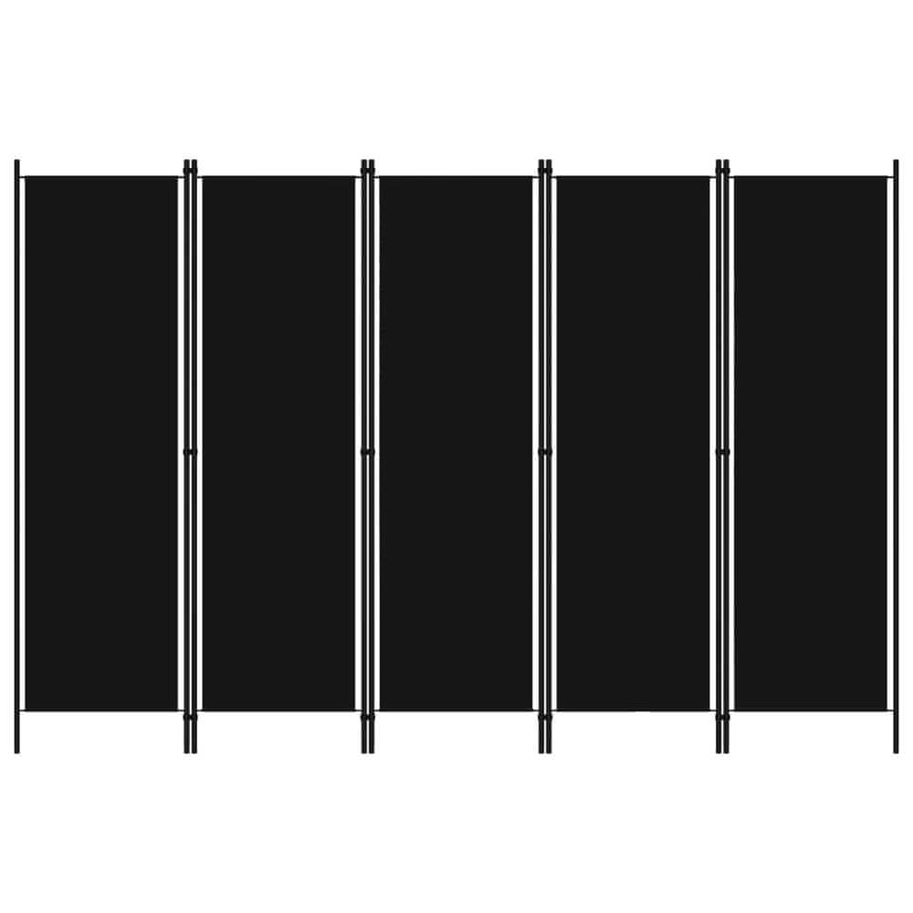 Vidaxl 5-panelový paraván čierny 250x180 cm