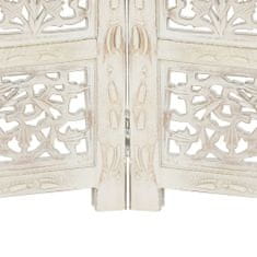 Vidaxl Ručne vyrezávaný 4-panelový paraván biely 160x165 cm mangový masív