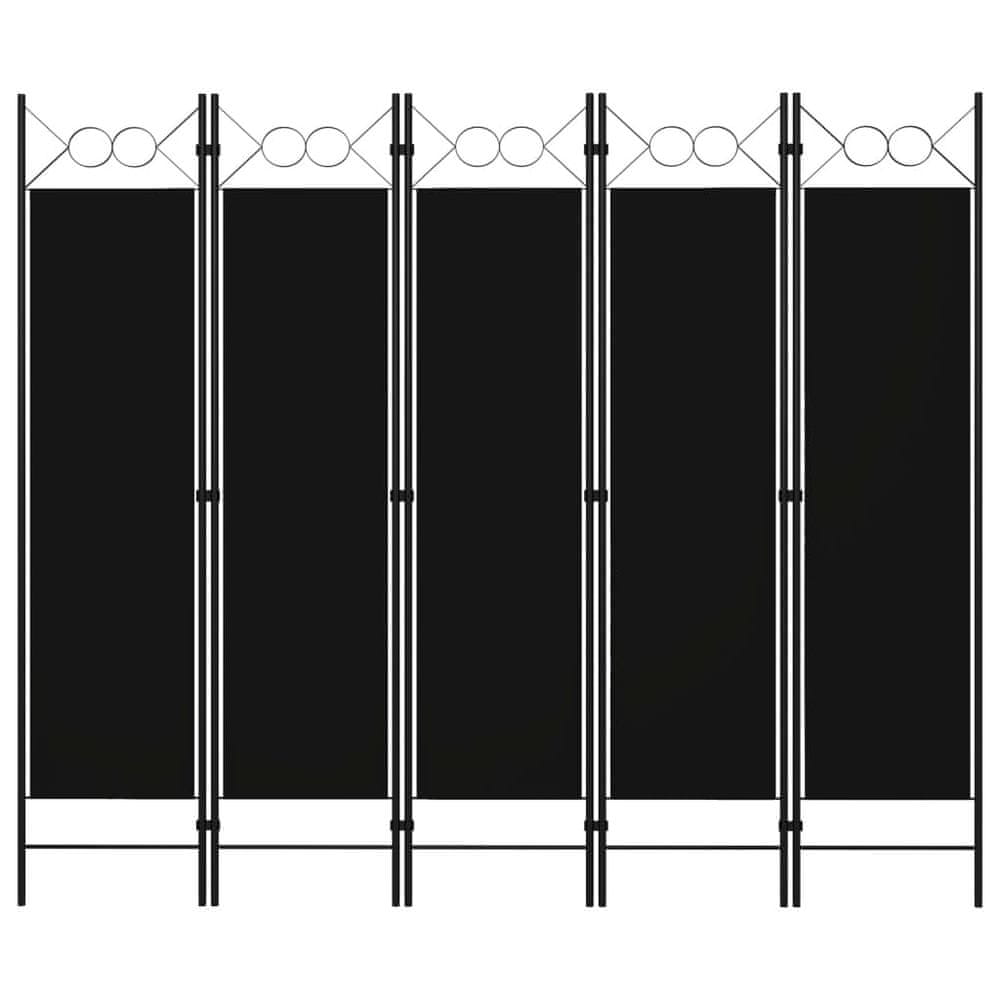 Vidaxl Paraván s 5 panelmi, čierny 200x180 cm