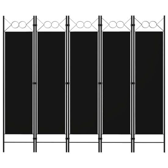 Vidaxl Paraván s 5 panelmi, čierny 200x180 cm