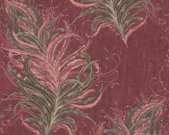 A.S. Création Červená dizajnová tapeta s perím so zlatým efektom 38009-3 - tapety do spálne