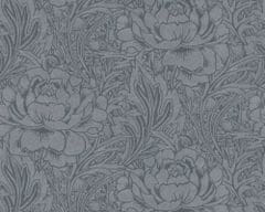 A.S. Création Šedá kvetinová tapeta so secesným vzorom 38092-4 - tapety do spálne