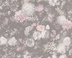 A.S. Création Kvetinová tapeta ružová a sivá vo vintage dizajne 38095-4 - tapety do spálne