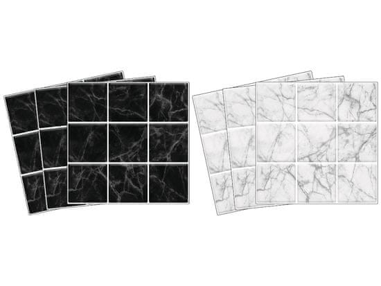 Dimex nálepky na obkladačky - Bieločierny mramor mozaika - 15 x 15 cm