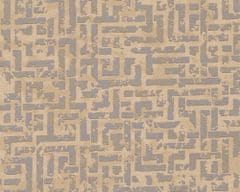 A.S. Création Tapeta s reliéfnym dizajnom a grafickým vzorom - béžová, metalická 38695-2 - tapety do spálne