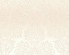 A.S. Création Béžová tapeta ozdobným bielym vzorom - béžová, biela 38708-2 - tapety do spálne