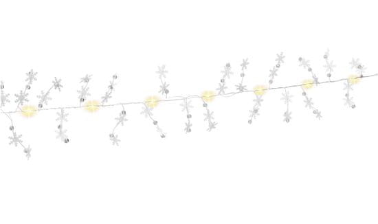 Goobay svetelná reťaz ''Snehové vločky'' s 10x LED, bielo-strieborná, 0.4 m, s časovačom, teplá biela, na AA batérie; 57948