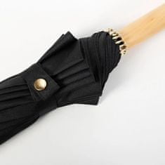 Krago Trstinový dáždnik s rovnou drevenou rukoväťou so 16 lúčmi, čierna