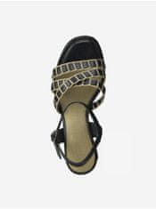 Tamaris Čierne kožené sandále na podpätku Tamaris 36