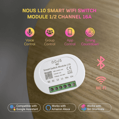Nous L10 smart WiFi spínací 1/2 kanálový modul 16A pre TUYA