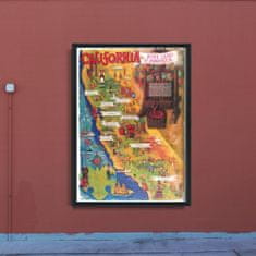 Vintage Posteria Plagát na stenu Plagát na stenu Kalifornská vínna mapa A1 - 59,4x84,1 cm