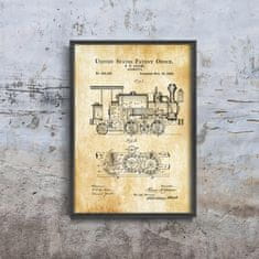 Vintage Posteria Poster Poster Americký patent Adams Locomotive A4 - 21x29,7 cm