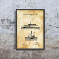 Vintage Posteria Poster Poster Americký patent na remorkér A4 - 21x29,7 cm