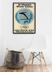 Vintage Posteria Plagát do izby Plagát do izby Zimné olympijské hry v Lake Placid A4 - 21x29,7 cm