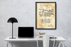 Vintage Posteria Poster Poster Americký patent Adams Locomotive A4 - 21x29,7 cm