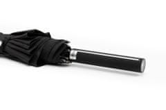 10-lúčový trstinový dáždnik s pogumovanou rukoväťou Soft Touch, čierna