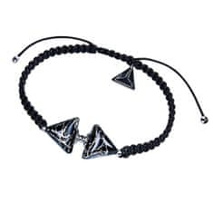 Lampglas Elegantný náramok Double Black Marble Triangle s rýdzim striebrom v perlách Lampglas BTA-D-2
