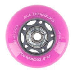 Nils Extreme PU kolieska s ložiskami 64x24mm ABEC 7 ružové