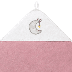 BabyOno Froté osuška s kapucňou ružová, mesiačik 76x76 cm
