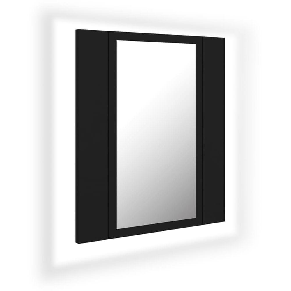 Vidaxl LED kúpeľňová zrkadlová skrinka čierna 40x12x45 cm akryl