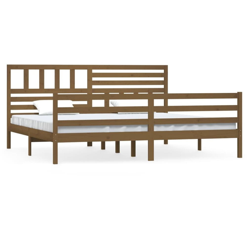 Vidaxl Rám postele medovo-hnedý masívne drevo 200x200 cm