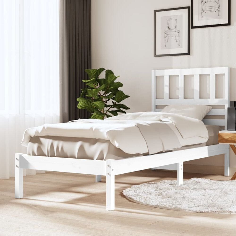 Vidaxl Rám postele, biely, masívne borovicové drevo, 75x190 cm, 2FT6