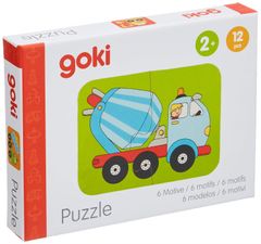 Goki Drevené puzzle dvojice Dopravné prostriedky 6x2 dieliky 
