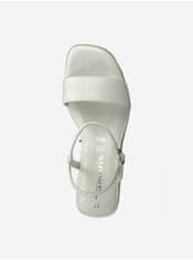 Tamaris Biele kožené sandále na plnom podpätku Tamaris 41