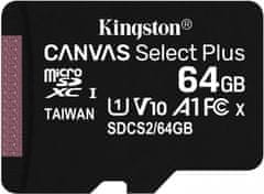 Kingston Paměťová karta Kingston Canvas Select Plus MicroSDXC 64GB UHS-I U1 (100R/10W) (SDCS2/64GBS