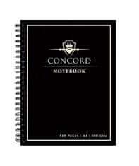 Concord Špirálový zošit, čierna, A4, linajkový, 70 listov, 8956