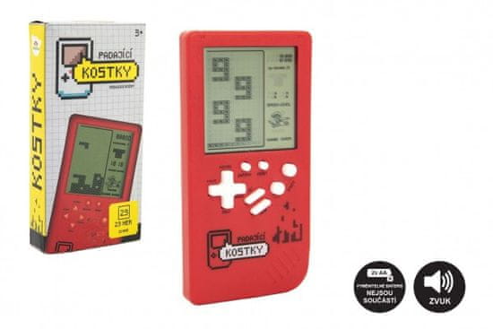 Teddies Digitálna hra Padajúce kocky hlavolam plast 7x14cm červená na batérie so zvukom v krabičke 7,5x14,5