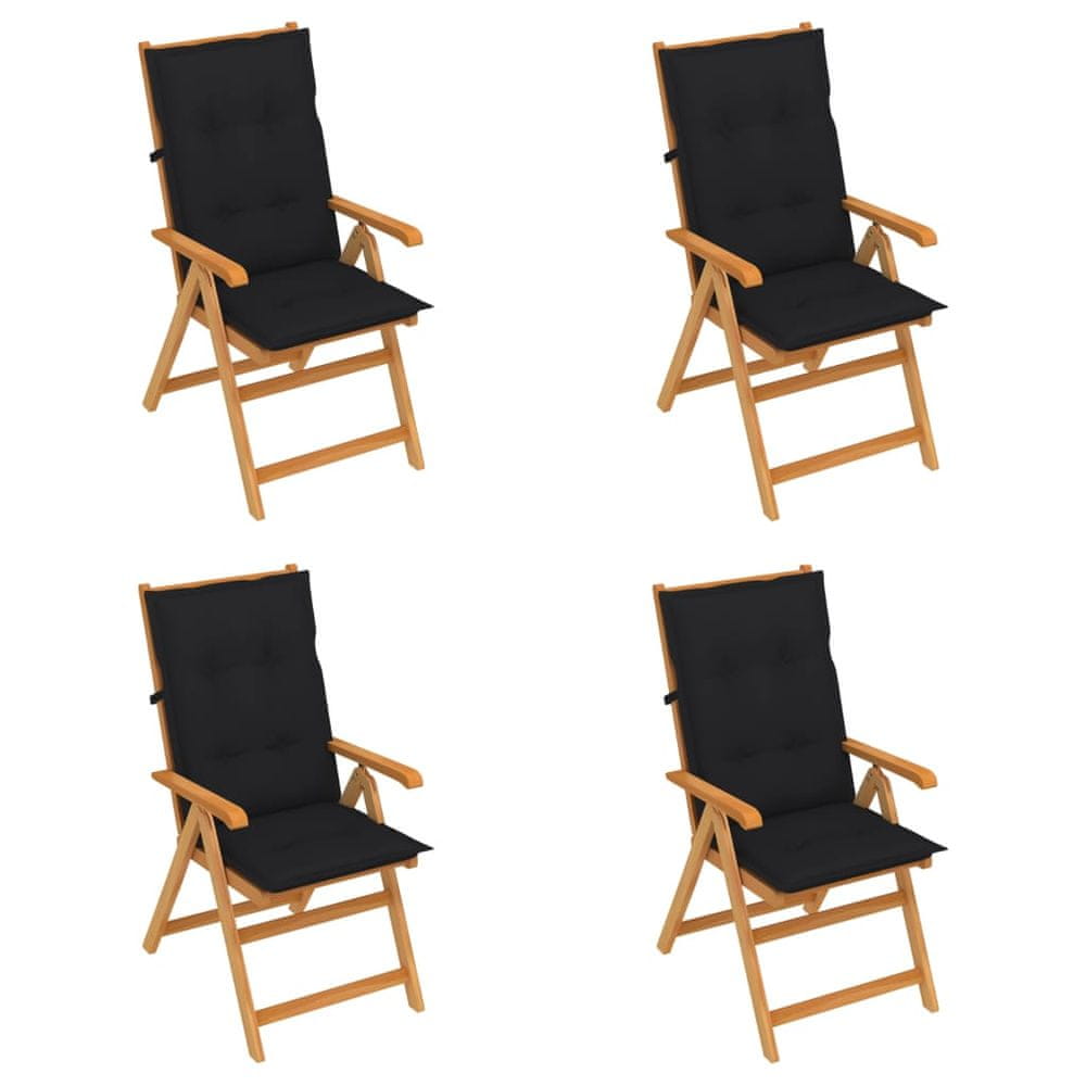 Petromila vidaXL Záhradné stoličky 4 ks s čiernymi podložkami tíkový masív