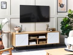 Beliani TV stolík svetlé drevo/biela PALMER
