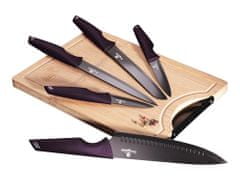 Berlingerhaus Sada nožov s nepriľnavým povrchom + doska 6 ks Purple Eclipse Collection