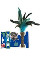 GiGwi Hračka mačka Johnny Stick Catnip s modrými peria