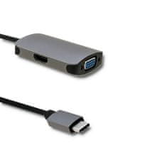 Qoltec Adaptér USB 3.1 C samec / HDMI samica | VGA samica