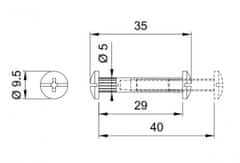 AMIX Spojovacia skrutka fi. 5 mm, L- 29-40 mm