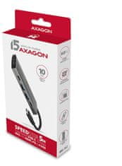 AXAGON hub USB-C 3.2 Gen2, 1xHDMI 2.0, 2xUSB-A, 2xUSB-C, 4K@30Hz, PD, 60W, strieborná