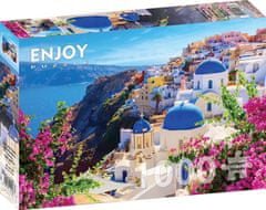 ENJOY Puzzle Santorini s kvetinami, Grécko 1000 dielikov